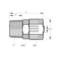 Forbinder Tefen han 8 x 1/4"