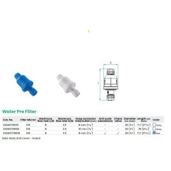 Tefen plast forfilter med si, 8 mm